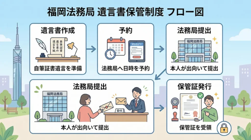 福岡法務局の自筆証書遺言保管制度の流れ｜申請から保管までの手続き