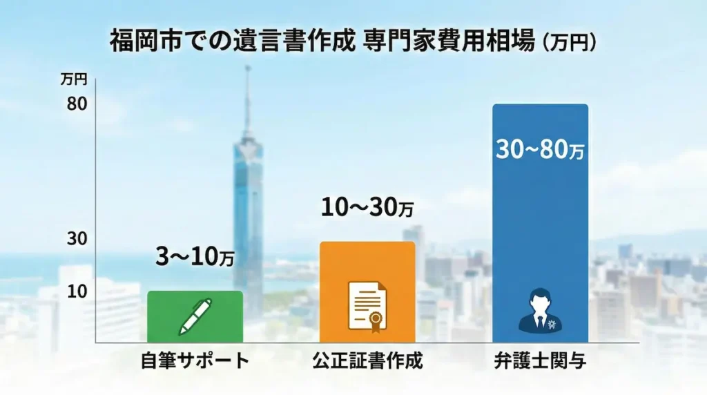 福岡市で遺言書作成を依頼した場合の費用相場｜専門家別の目安