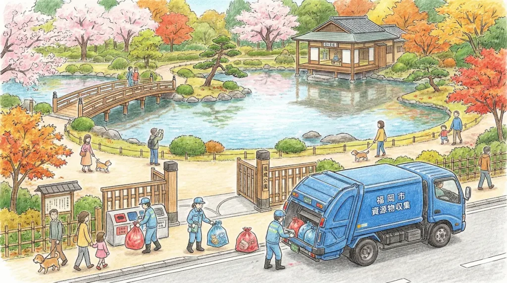 友泉亭公園周辺で行われているごみ収集の様子