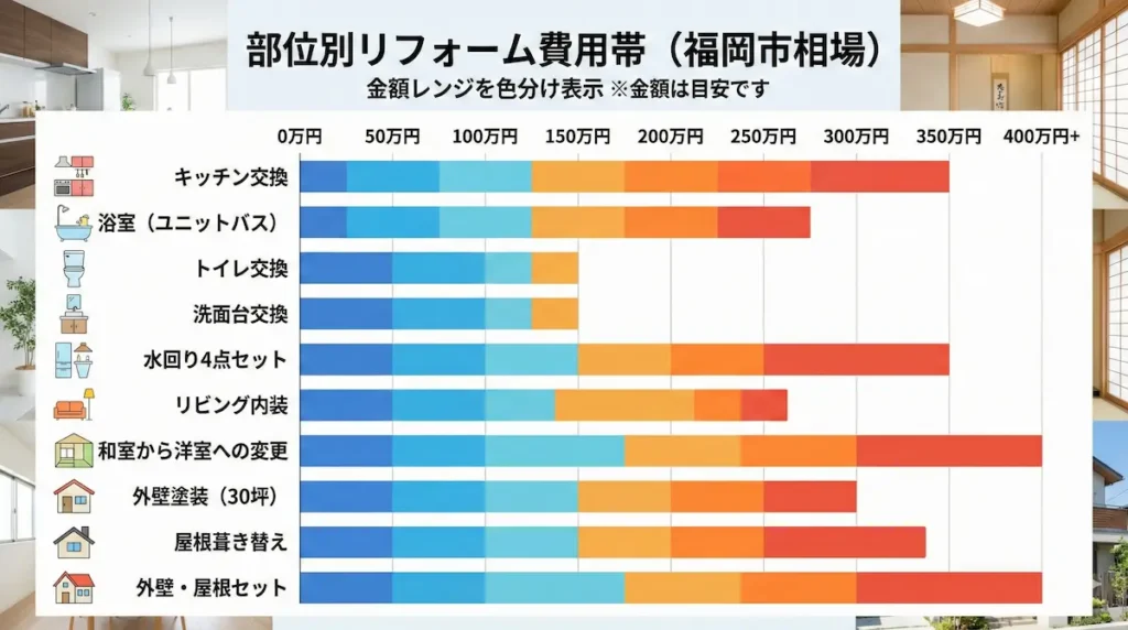 福岡市リフォーム費用相場部位別早見表