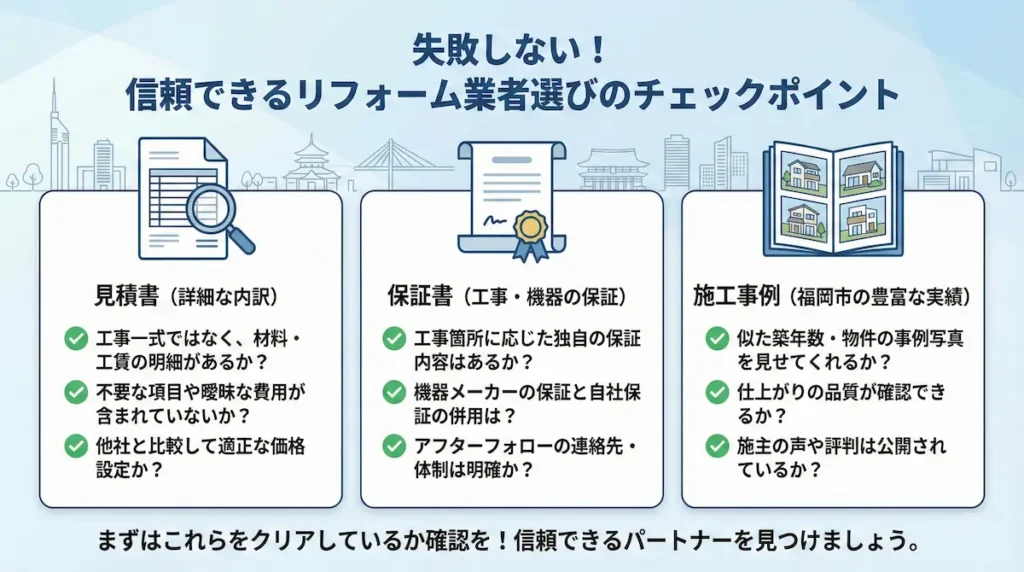 福岡市リフォーム業者選びチェックポイント表