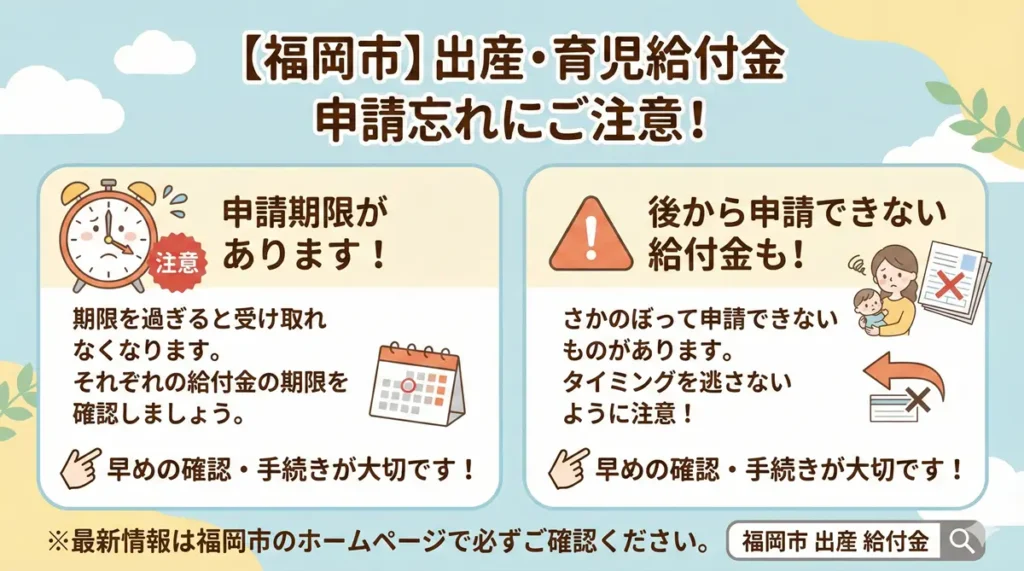 福岡市の出産・育児給付金をもらい忘れないために出産前後で確認すべき項目一覧