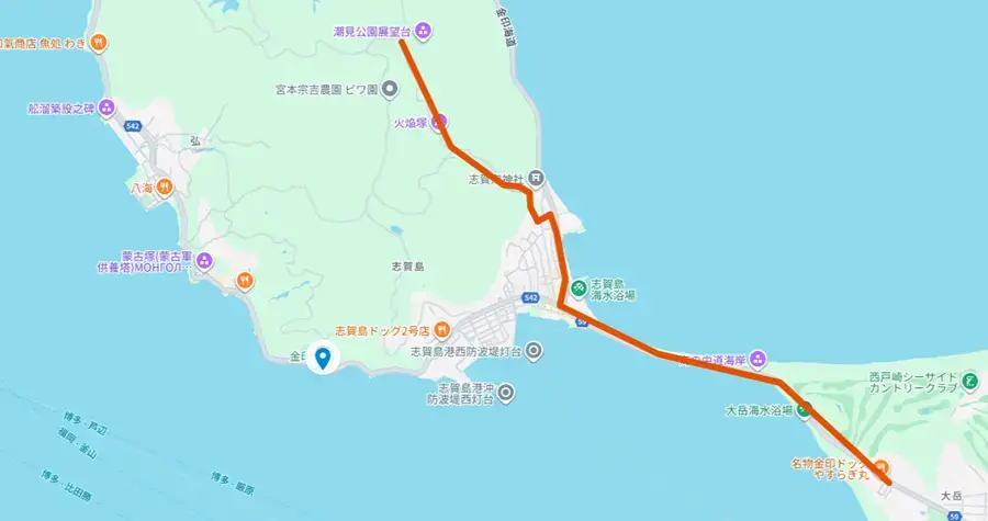 志賀島の初日の出。潮見公園方面の混雑状況