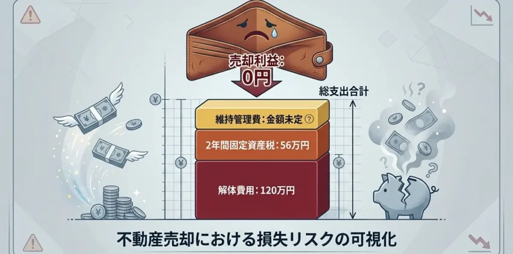 福岡市南区Bさんの空き家売却で、解体費や税金がかさみ売却益が出なかった収支シミュレーション