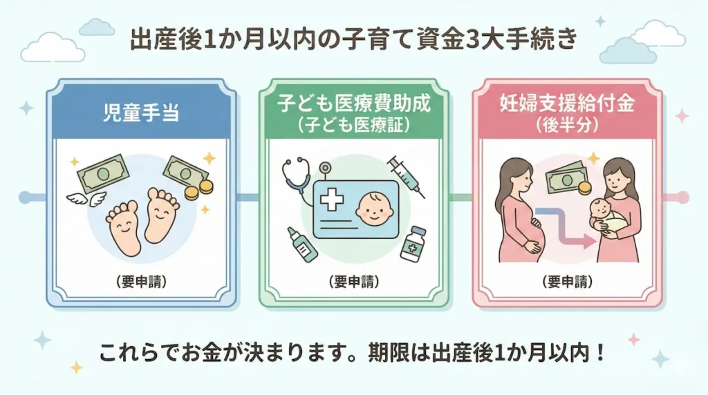 福岡市の児童手当・子ども医療費助成・妊婦支援給付金の申請タイミング