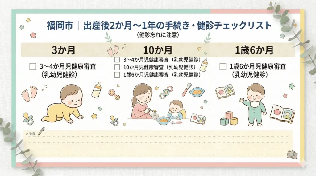 福岡市の乳幼児健診スケジュール一覧（生後3か月・10か月などの健診時期）
