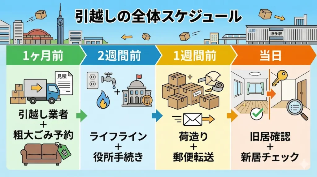 引越しやることリストのスケジュール（1ヶ月前〜当日まで）